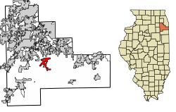 Will County Illinois Incorporated and Unincorporated areas Manhattan Highlighted